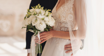 a bride and groom on their wedding day